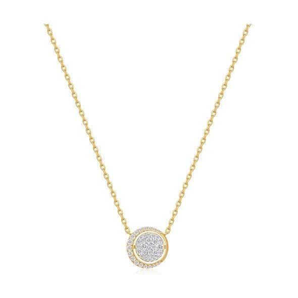 Gold Reversible Pavé Moon Evil-Eye Necklace