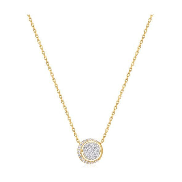 Gold Reversible Pavé Moon Evil-Eye Necklace