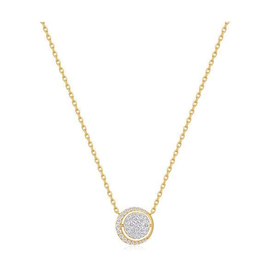 Gold Reversible Pavé Moon Evil-Eye Necklace