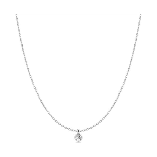 Silver Classic Bezel-Set Solitaire Necklace