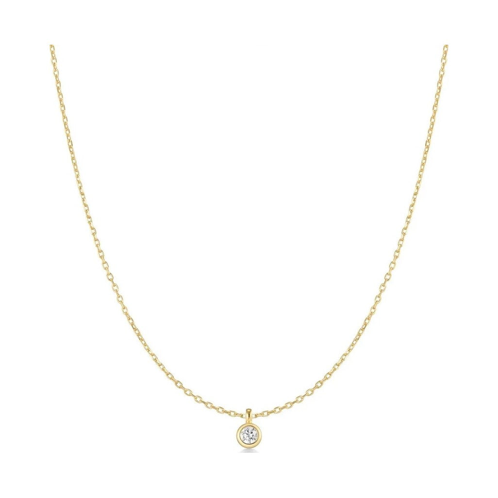 Gold Classic Bezel-Set Solitaire Necklace