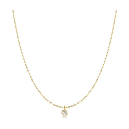 Gold Classic Bezel-Set Solitaire Necklace