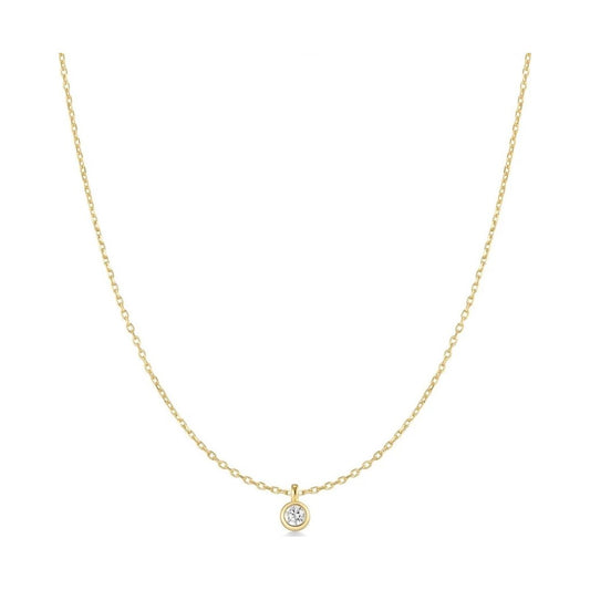 Gold Classic Bezel-Set Solitaire Necklace