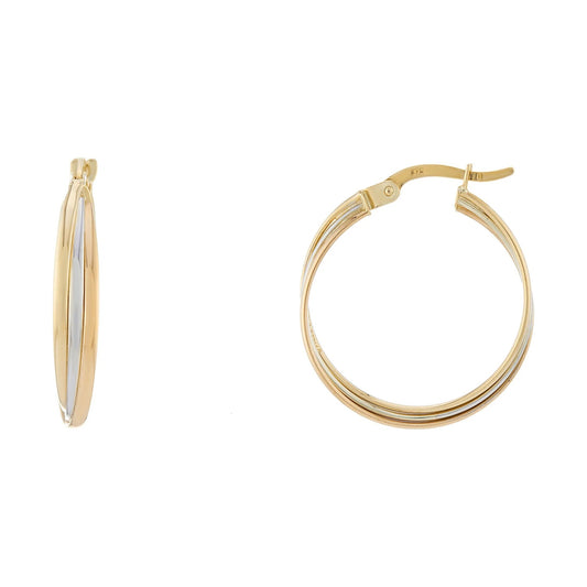 9ct three colour gold 20mm hoop earrings
