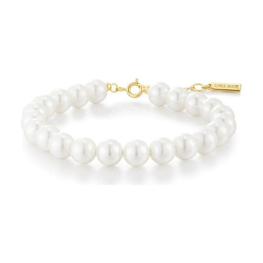 Gold Classic Shell Pearl Beaded Bracelet