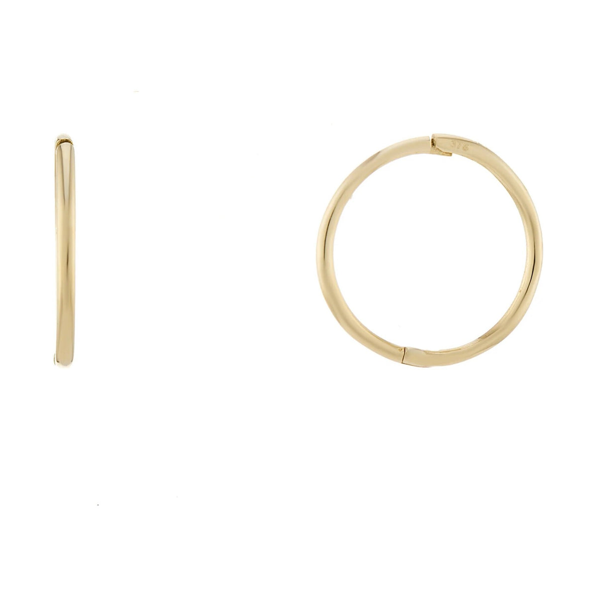 9ct gold 14mm hinged sleeper earrings