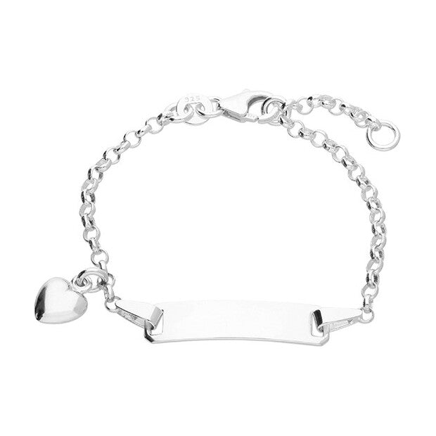 Sterling Silver Id Heart Charm Bracelet