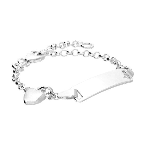 Sterling Silver Id Heart Charm Bracelet