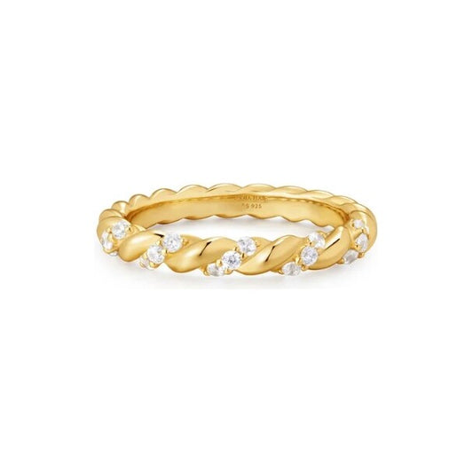 Gold Sparkle Twisted Ring, size 52.