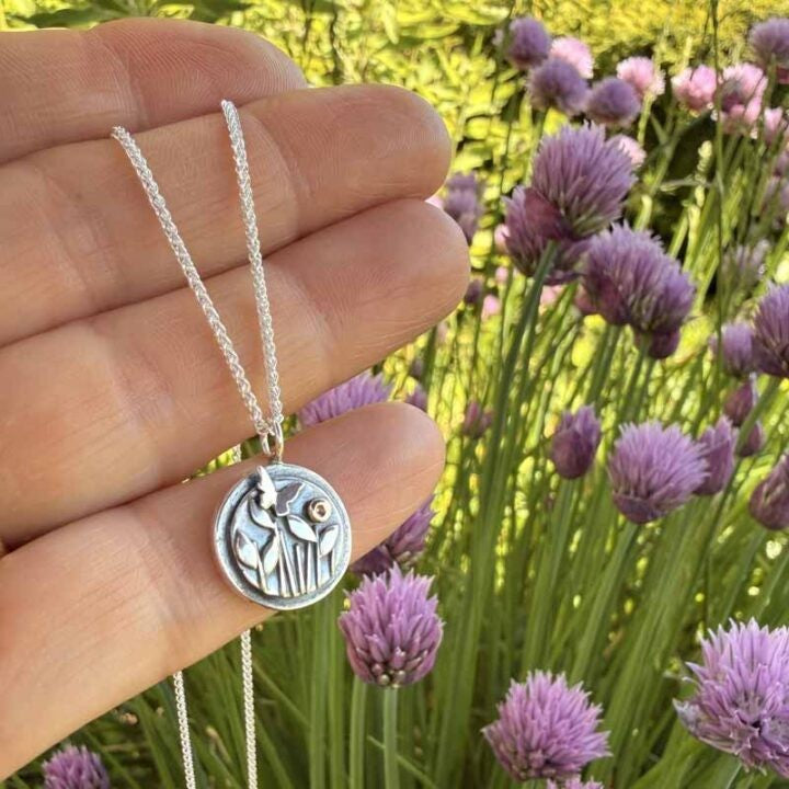 Butterfly and Meadow Silver Necklace – EMD2S
