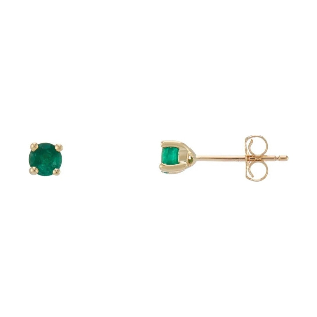 9ct gold 4mm emerald stud earrings