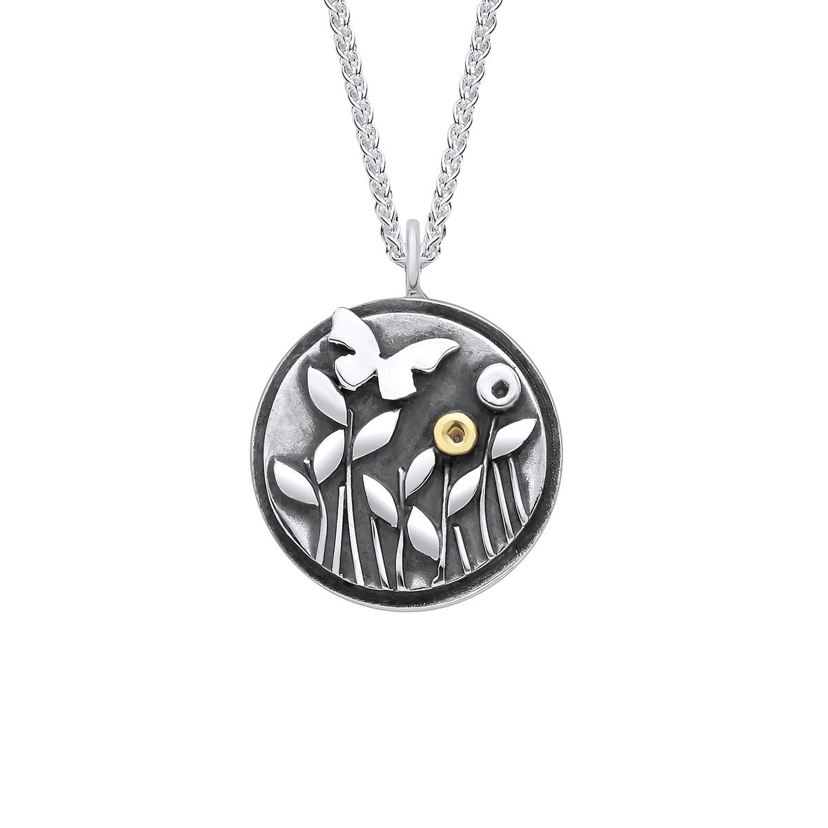 Butterfly and Meadow Silver Necklace – EMD2