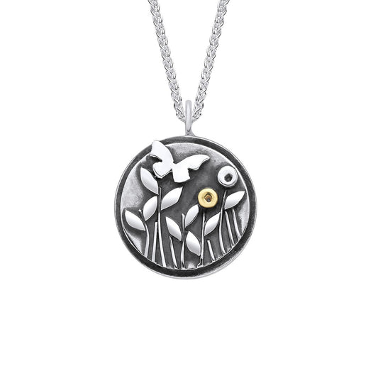 Butterfly and Meadow Silver Necklace – EMD2