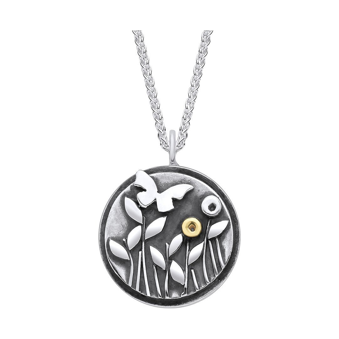 Butterfly and Meadow Silver Necklace – EMD2