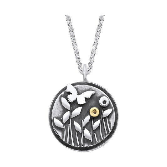 Butterfly and Meadow Silver Necklace – EMD2