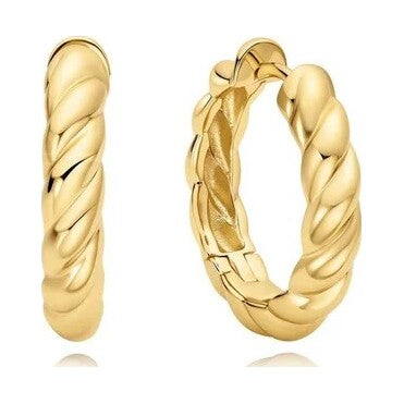 Gold Twisted Huggie Hoop Earrings