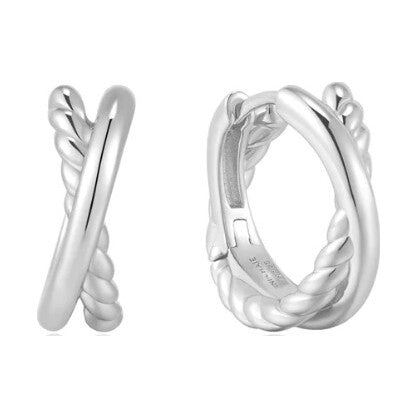 Silver Entwined Dual Huggie Hoop Earrings