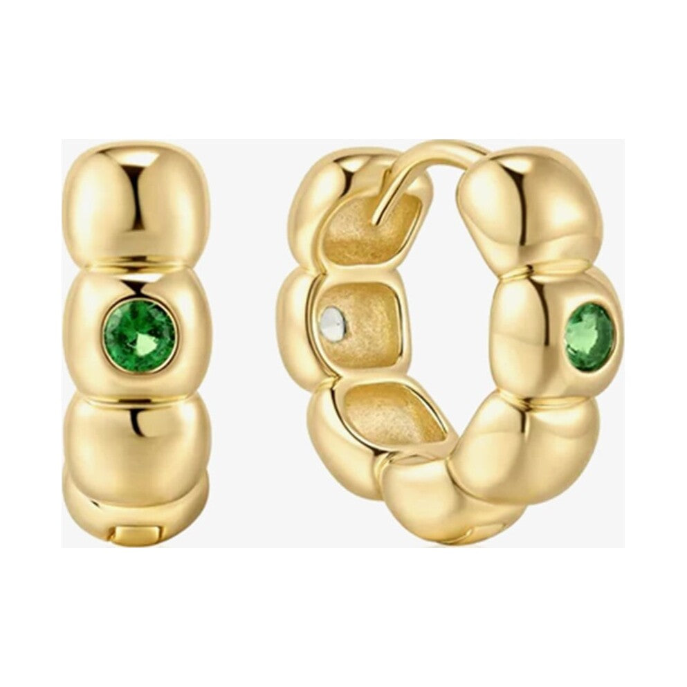 Gold Reversible Puffy Huggie Hoop Earrings