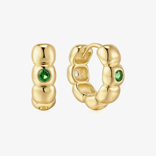 Gold Reversible Puffy Huggie Hoop Earrings
