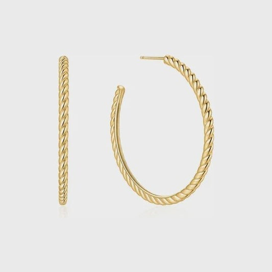Gold Twisted Oversized Hoop Earrings