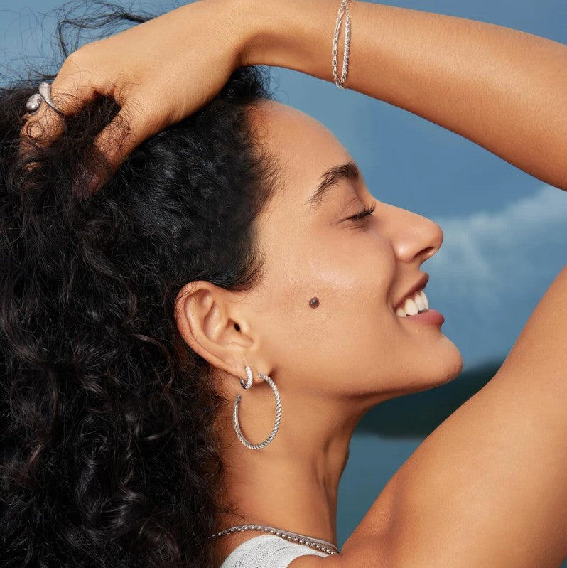 Silver Twisted Oversized Hoop Earrings