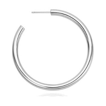 Silver Classic Tube Large Hoop Earrings