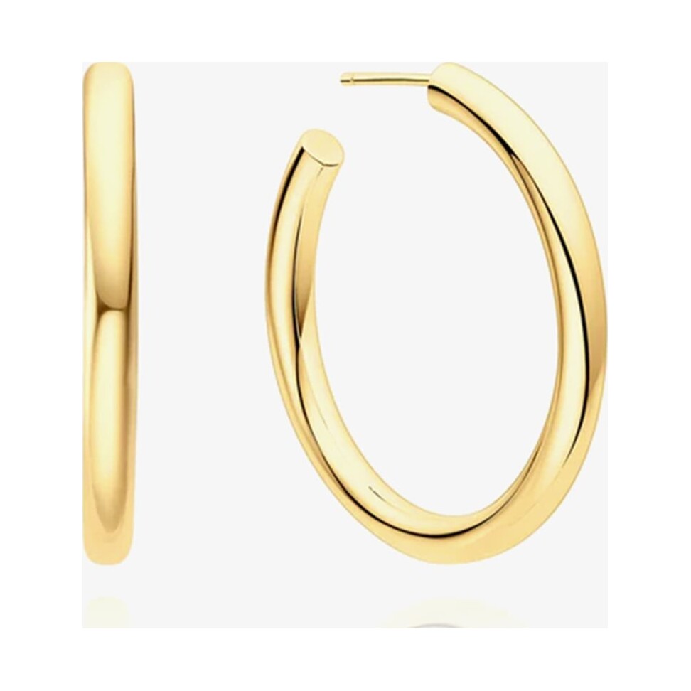 Gold Classic Tube Large Hoop Earrings