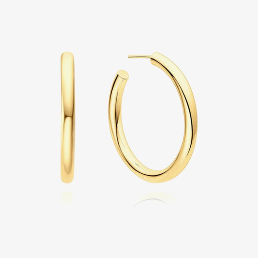 Gold Classic Tube Large Hoop Earrings