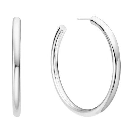 Silver Classic Tube Oversized Hoop Earrings