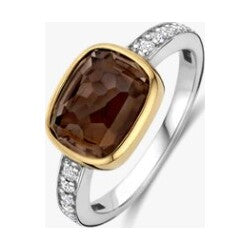 Smokey Brown Zirconia Cushion Ring, size 54
