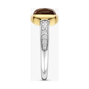 Smokey Brown Zirconia Cushion Ring, size 54