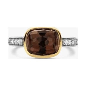 Smokey Brown Zirconia Cushion Ring, size 54