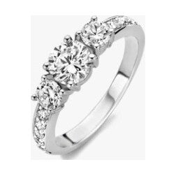 Classic Triple Zirconia Ring, size 56