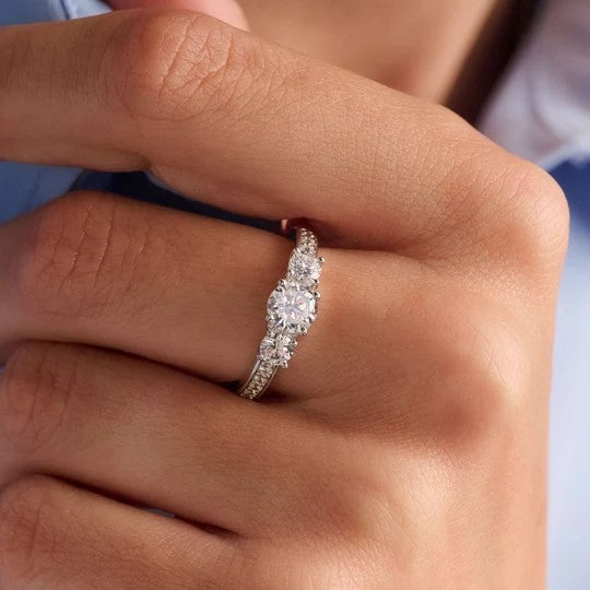 Classic Triple Zirconia Ring, size 56