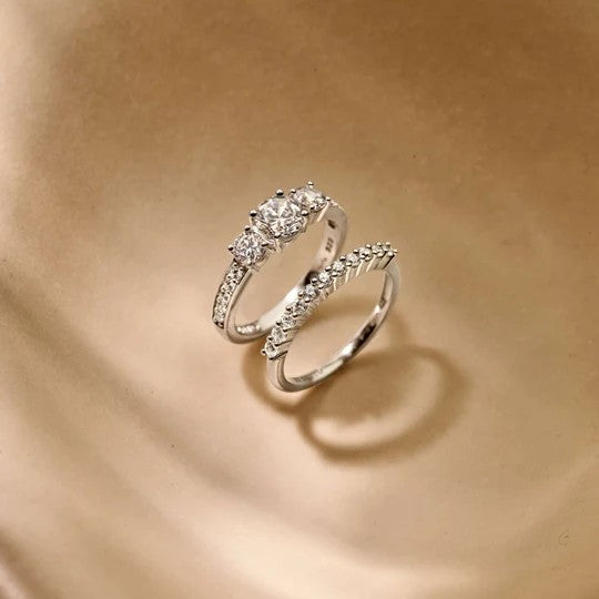 Classic Triple Zirconia Ring, size 56