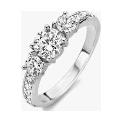 Classic Triple Zirconia Ring, size 60.