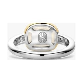 Zirconia Cushion Ring with pearl, size 56.