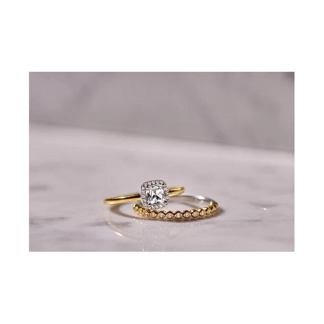 Classic Square Zirconia Ring, size 54.