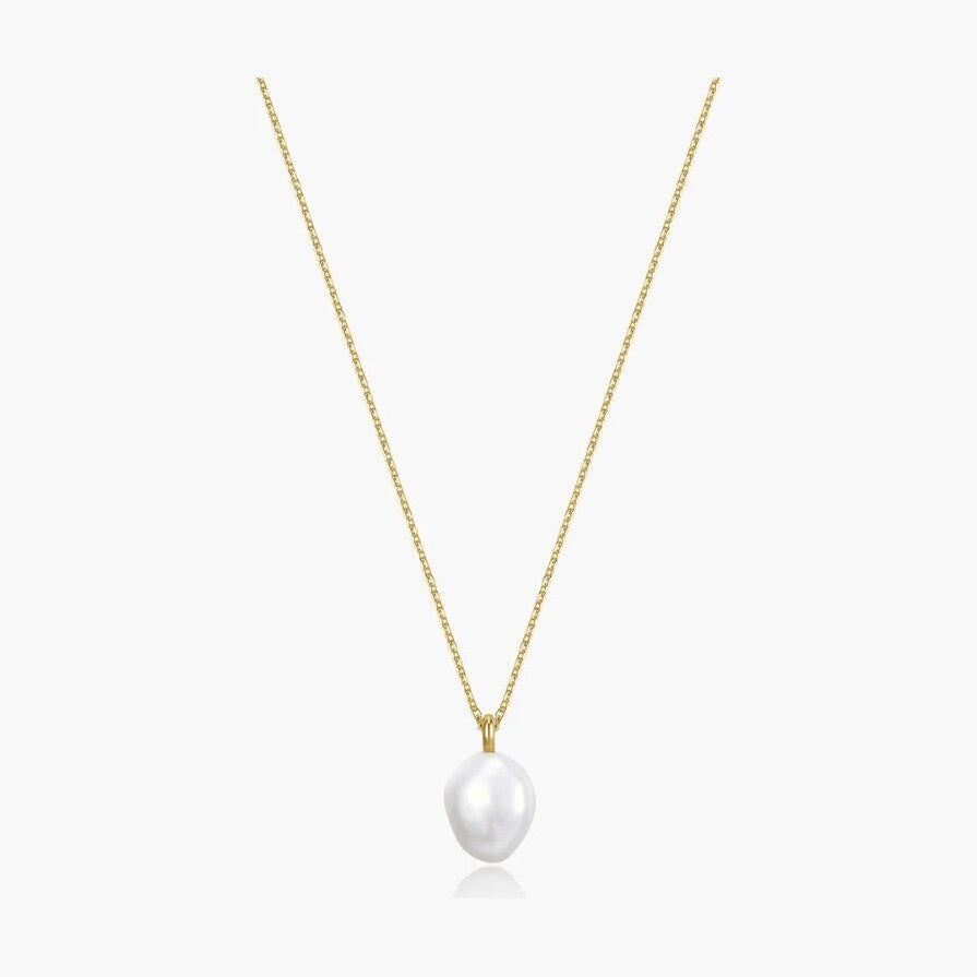 Gold Baroque Pearl Pendant Necklace