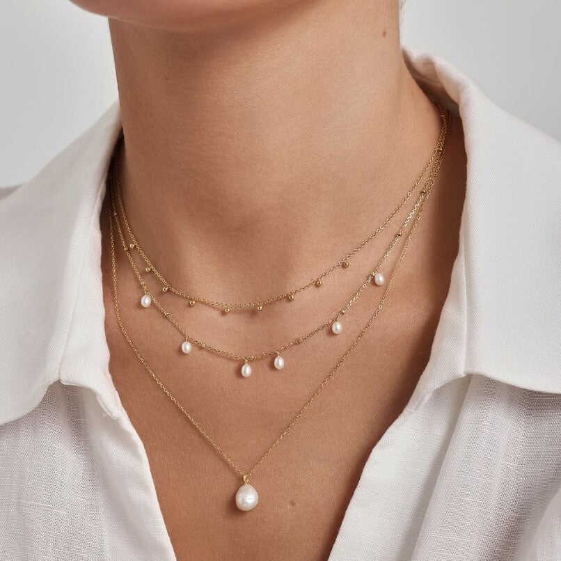 Gold Baroque Pearl Pendant Necklace