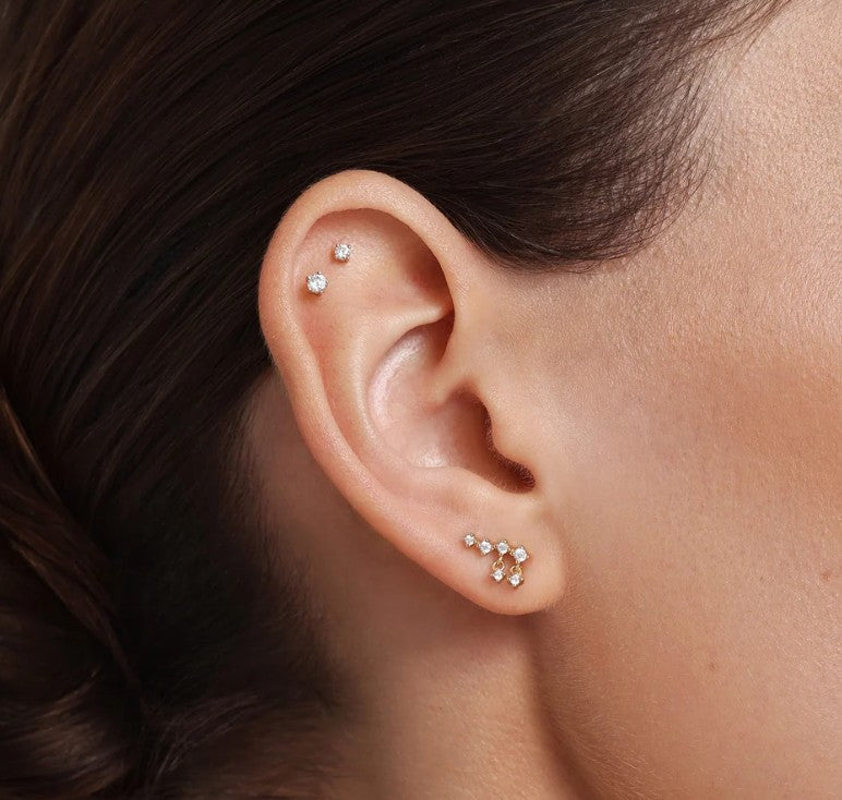 Gold Cascade Stud Earrings