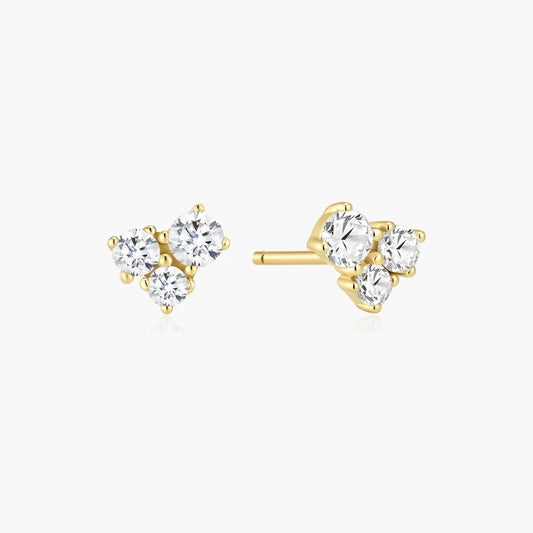 Gold Graduated Trinity Stud Earrings