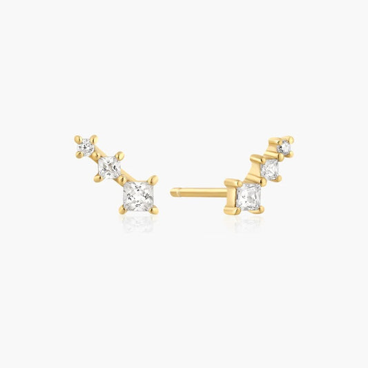 Gold Graduated Trio Stud Earrings