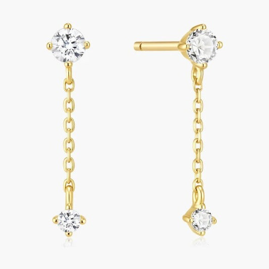 Gold Chain Drop Stud Earrings
