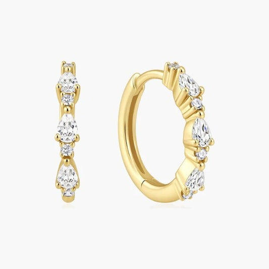 Gold Teardrop Trio Huggie Hoop Earrings
