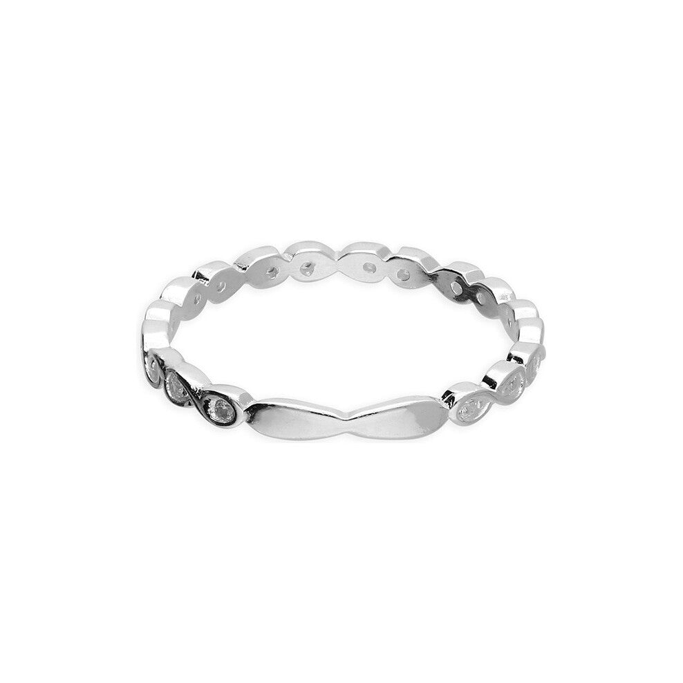 Sterling Silver Infinity And Cubic Zirconia Ring