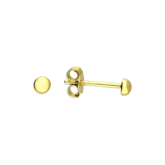 Sterling Silver Gold Plated Tiny Plain Dome Stud Earrings
