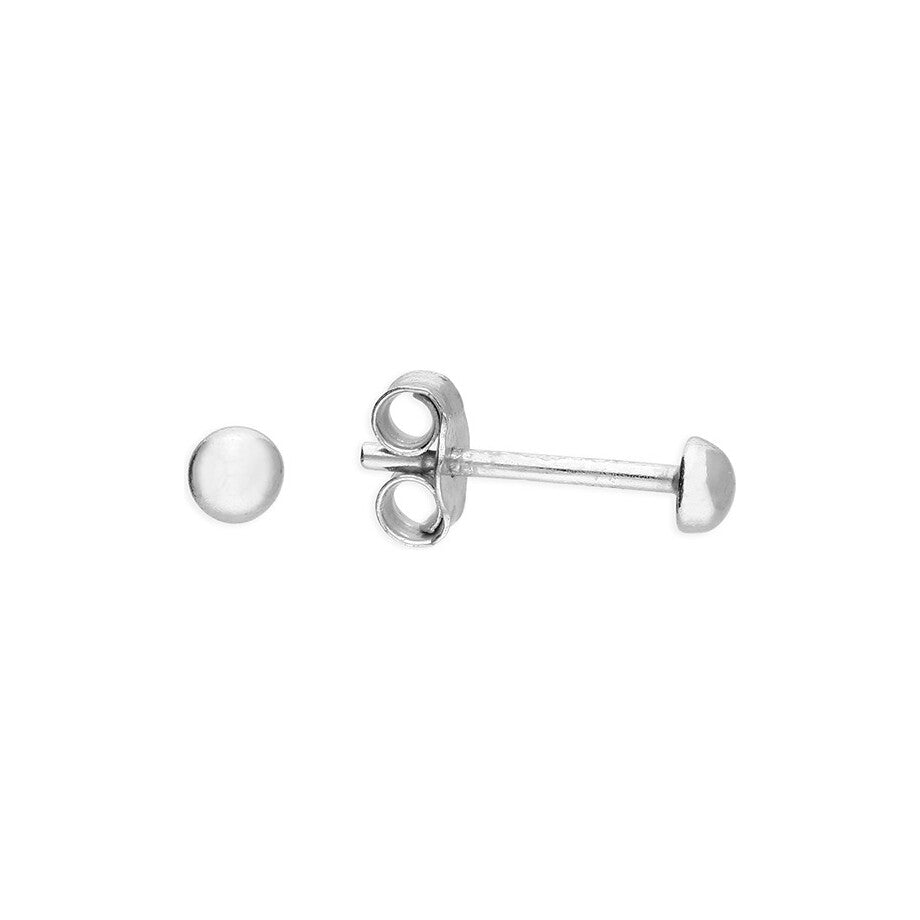 Sterling Silver Tiny Plain Dome Stud Earrings