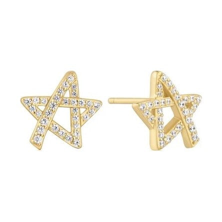 Gold Asymmetric Five-Point Star Stud Earrings