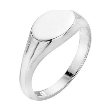 Silver Oval Signet Ring, Size M